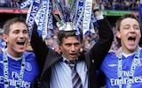 Chelsea manager Jose Mourinho (centre) celebrates winning the 2004/05 Premier League with Frank Lampard (left) and John Terry (right)