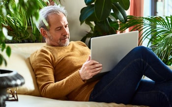 man checking pension