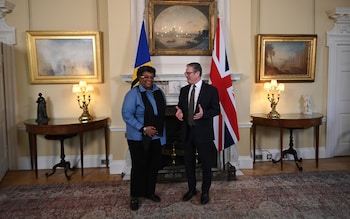 Prime Minister Keir Starmer welcomes Prime Minister of Barbados Mia Mottley to Downing Street 