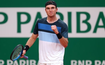 Jack Draper of Great Britain celebrates match point against Marcos Giron of United States in the Men's Singles Second round match during day three of the Rolex Monte-Carlo Masters at Monte-Carlo Country Club on April 08, 2025 in Monte-Carlo, Monaco