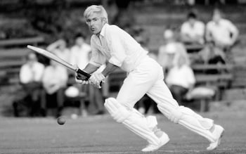David Steele batting for Northamptonshire against Lancashire in the County Championship match at the County Ground in Northampton, 10th August 1977