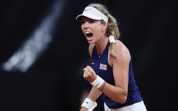 Katie Boulter celebrates after winning a point