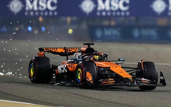 McLaren driver Oscar Piastri of Australia in action during the second free practice for the Formula One 2025 Bahrain Grand Prix, in Sakhir, Friday, April 11, 2025