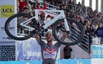 Alpecin-Deceuninck rider Mathieu van der Poel wins the 2025 Paris-Roubaix
